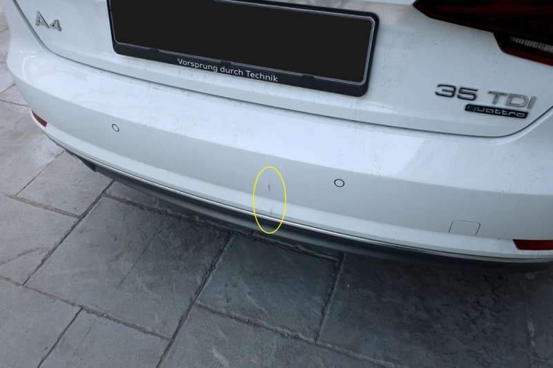 마포구 아우디 A4 리어 범퍼 덴트 복원 및 광택 복원 시공 전