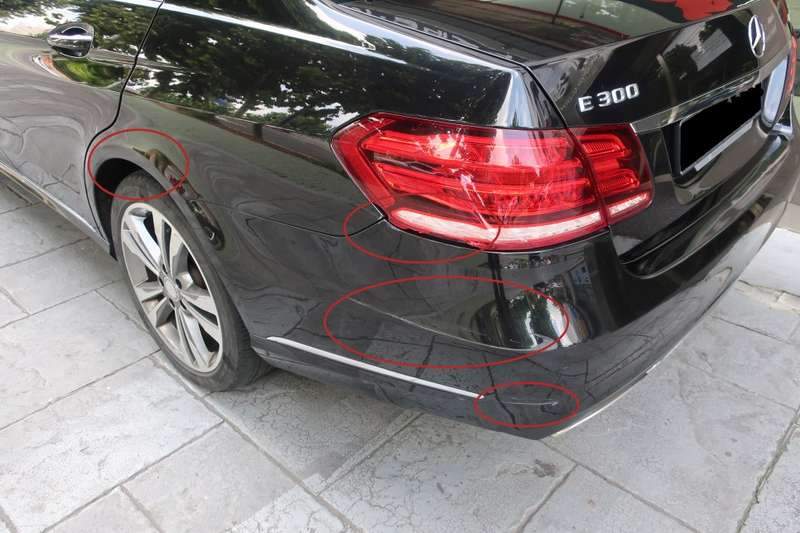 마포구 벤츠 E300 리어 범퍼 리어 펜더 덴트 복원  시공 전